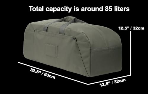 85L Military-Style Duffle Backpack, Rigid Panels | 85L 600D military-style duffle with rigid bottom and side panels for deployment, camping, hunting, road trips, and go-bags - color: Olive Green