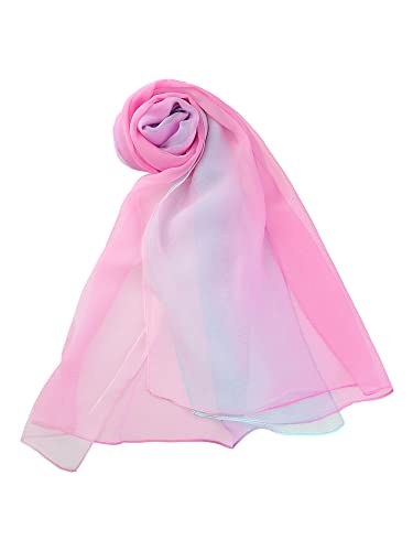 uxcell Women'sChiffon Sheer Long Scarf Silky Gradient Party - color: Pink Blue
