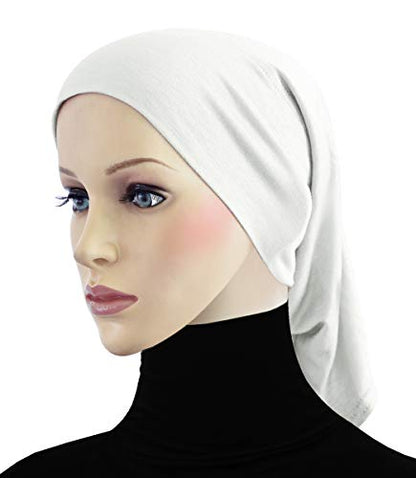 Cotton Amira Hijab 2 piece Head Scarf for Women Hood & Tube Cap Set - color: Large - White