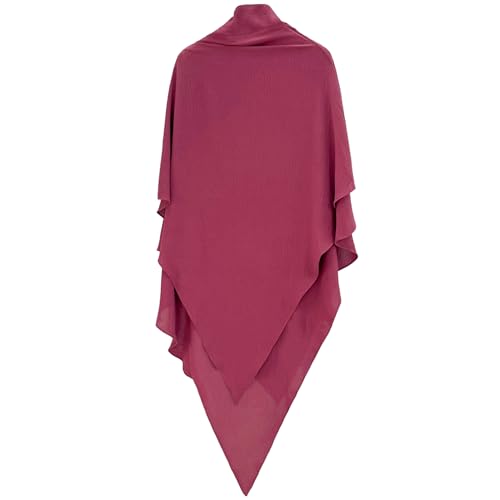 khalat Womens Muslim Prayer Dress Front Zipper Kaftan Islamic Robe Modest Solid Abayas for Women Muslim - color: Dark Red+hijab
