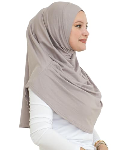 Prien Ready To Wear Hijab For Women, Instant Turban, Soft Muslim Scarf For Prayer, Long Hijabs, Islamic Clothes, Jersey Abaya - color: Light Mink