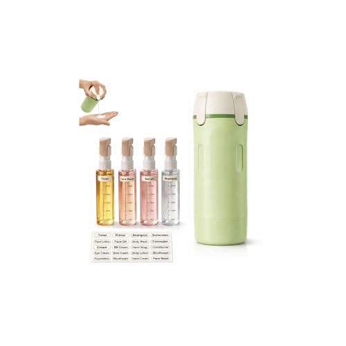 4 in 1 Travel Dispenser Bottle, 2026 New Leakproof Refillable Bottles for Toiletries, TSA Approved 30ml Containers for Shampoo Lotion Conditioner Body Wash, Carry On Dispenser for Women Men