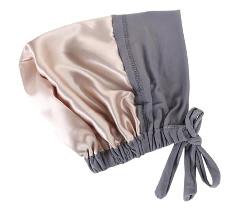 ® Soft Satin Turban Hat Inner Hijab Caps Underscarf Bonnet Hat Headwear for Cancer&Sleep - color: Black Light Grey Dark Grey Camel