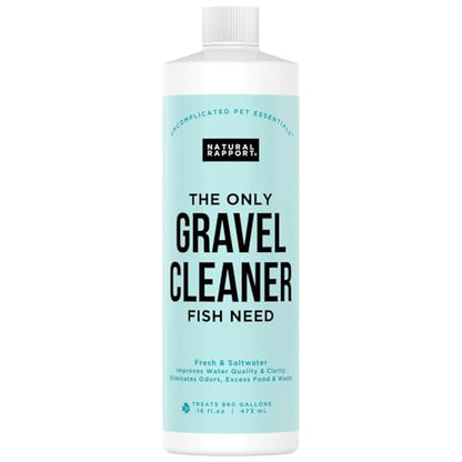 Natural Rapport Aquarium Gravel Cleaner, No-Vacuum Waste Reducer, 16 oz | Beneficial bacteria, no vacuum needed, treats 960 gal - Cleans substrate - For fresh & saltwater tanks - size: 16 Fl Oz (Pack of 1)