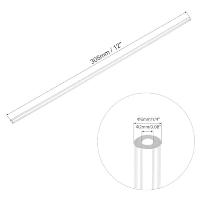 uxcell Clear Rigid Tubing 2mm(0.08") ID x 6mm(1/4") OD x 1Ft Length Round Plastic Polycarbonate Tube - size: 2mmx6mm