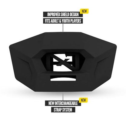 Nxtrnd One Pro Football Mouth Guard, Interchangeable Strap, Fits Adult & Youth (Black) - color: Black Pro
