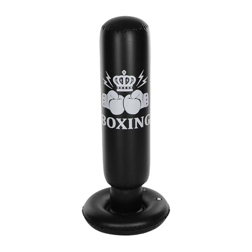 Inflatable Boxing Bag for Kids 63in Punching Dummy Post Toy for Karate Taekwondo Mixed Martial Arts Independent Training Target Black