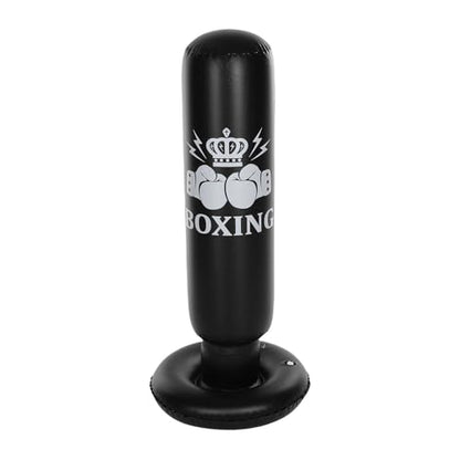 Inflatable Boxing Bag for Kids 63in Punching Dummy Post Toy for Karate Taekwondo Mixed Martial Arts Independent Training Target Black
