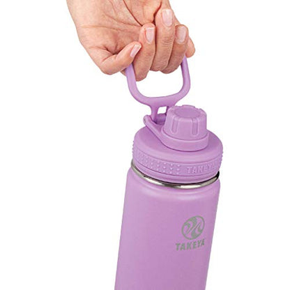 Takeya Actives Stainless Steel Water Bottle, Insulated Spout Lid, Keeps Drinks Cold 24 Hrs, Leakproof, Durable, Dishwasher Safe, Ideal for Gym, Travel, Fits Most Cup Holders, 24 oz/Lilac - color: Lilac, size: 24 Ounces