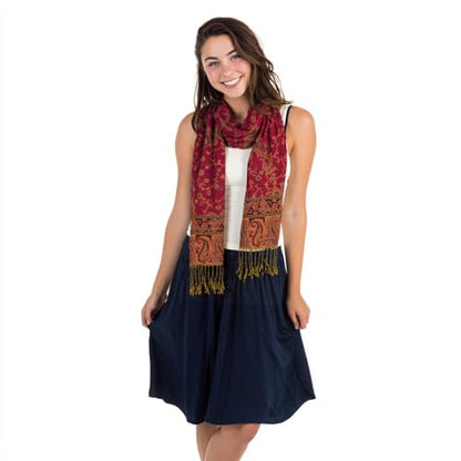 TUSHUSTY Pashmina Feel 숄 랩 레이브 스카프 여성용 부드럽고 실키한 양면 남성용 스카프 히잡 - color: 레드