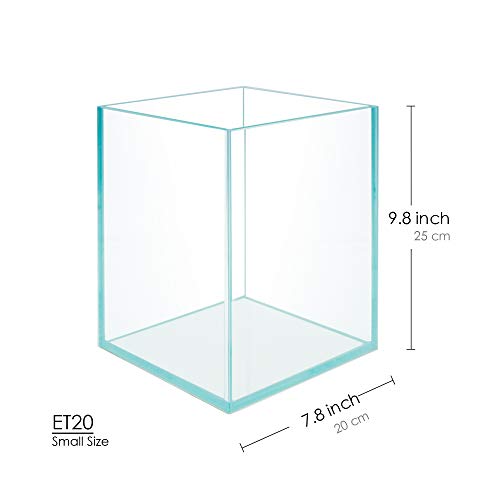 Nano Tall Rimless Frameless Extra Clear Glass Aquarium, Low Iron Glass Tank, 5mm Glass, White Leveling Mat Included, w/Lids Options - size: 2.6 GAL 7.8x7.8x9.8 in