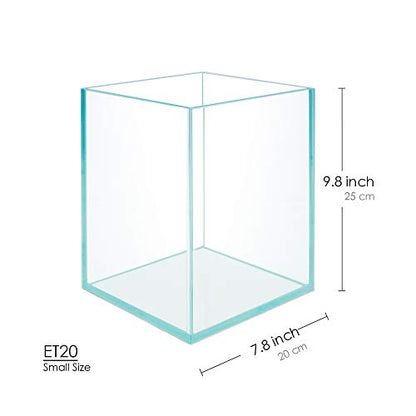 Nano Tall Rimless Frameless Extra Clear Glass Aquarium, Low Iron Glass Tank, 5mm Glass, White Leveling Mat Included, w/Lids Options - size: 2.6 GAL 7.8x7.8x9.8 in
