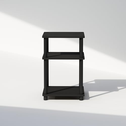Furinno Just 3-Tier Turn-N-Tube Open Storage Nightstand, 1-Pack, Plastic Poles, Americano/Black - color: Americano/Black, size: 1-Pack