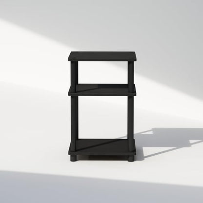 Furinno Just 3-Tier Turn-N-Tube Open Storage Nightstand, 1-Pack, Plastic Poles, Americano/Black - color: Americano/Black, size: 1-Pack
