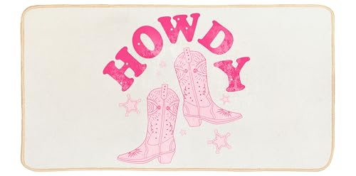 Preppy Pink Western Howdy Doormat for Cowgirl Room Bedroom Decor - color: Pink