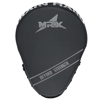 MRX Gel Tech Boxing Hook & Jab Pads MMA Focus Punching Mitts Training Thai Kick Strike Shield Curved Black/White - color: Black/Silver