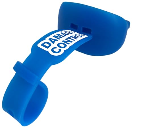 DAMAGE CONTROL Pacifier Football Mouth Guard – Permanent Strap – Blue | Youth Football Mouthpiece, No Boiling, Breathable Design, Protects Lips & Teeth, Works with Braces - color: Blue