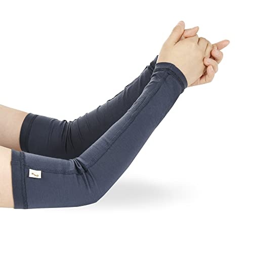 ililily Unisex Soft Tencel Lyocell Skin Soothing Non-Itch Arm Sleeves, Navy, Large