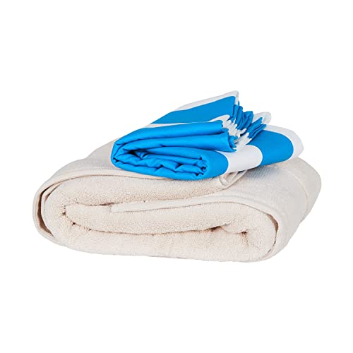 Dock & Bay Beach Towel - Quick Dry, Sand Free - Compact, Lightweight - 100% Recycled - Includes Bag - Cabana - Bondi Blue - Extra Large (200x90cm, 78x35) - color: Cabana - Bondi Blue, size: Extra Large (200x90cm, 78x35")