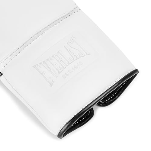 Everlast Powerlock OG Pro Boxing Gloves | Lace Up Fight Gloves - color: White/White/Black, size: 10oz