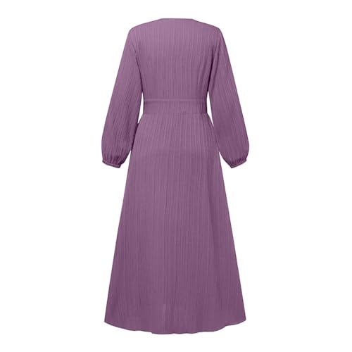 Abaya Dress For Women One-Piece Prayer Clothes Abaya Dubai Kaftan Long Sleeve Robe Thobe Dubai Islamic Clothing - color: Purple, size: XX-Large