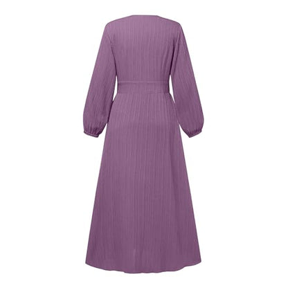 Abaya Dress For Women One-Piece Prayer Clothes Abaya Dubai Kaftan Long Sleeve Robe Thobe Dubai Islamic Clothing - color: Purple, size: XX-Large