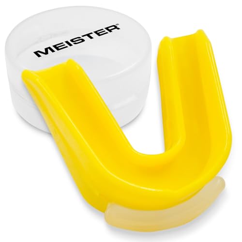 Meister Moldable Double Mouth Guard w/Case - Yellow | Custom-fit design, upper and lower teeth protection for MMA, boxing and contact sports - color: Yellow