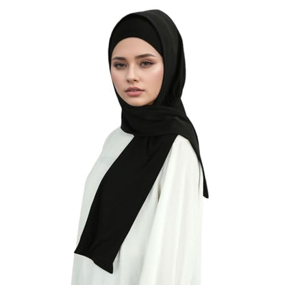 Yeieeo Muslim Inner Hijab With Button Cap for Women Turban Underscarf Undercap Bonnet Islamic Jersey Tube Caps - color: Black