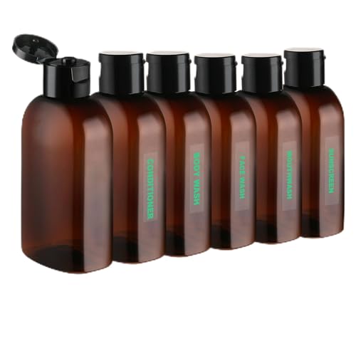 Cosywell 6pcs 3.4oz TSA Approved Brown Travel Bottles for Toiletries - style: A-Brown 6pack
