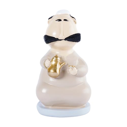 Ramadan Ornaments Arabic Man Figurine with Golden Coffee Pot Cute Resin Tabletop Decor for Eid Mubarak Decorations for Table Kitchen Shelf Home Display Accent