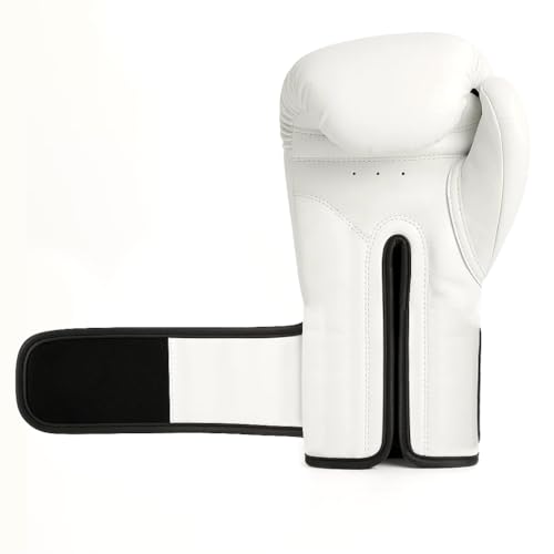Boxing Gloves for Men & Women – Premium Synthetic Leather Training Gloves for Boxing, Kickboxing, Muay Thai, Sparring & Heavy Bag Work with Wrist Support – White - size: 12oz