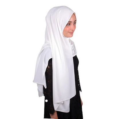 MuLanLegend Mu Lan Song Hijab | Large Non-See-Through Muslimah Headscarf Wrap | Non-Slip Women Scarf | Flowy and Drapey - color: Off-white