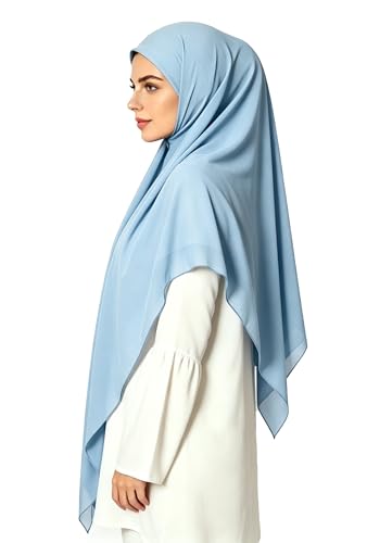 Lina & Lily Premium Chiffon Hijab Head Scarf Shawl Wrap for Muslim Women Square 58'' x 58'' - color: Baby Blue