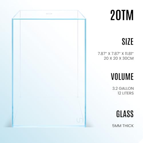 Ultum Nature Systems Prism Rimless Aquarium - Low Iron Glass, Cube With Mitered Lid, Tall Fish Tank, Multi-Purpose Vertical Nano Tank for Home & Office - UNS Prism, 20TM - size: 7.87 x 7.87 x 11.81 inches