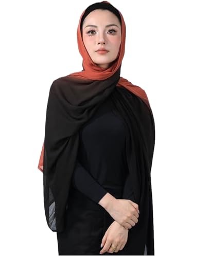 Special Ombre Modal Cotton Hijab Scarf for Women, Graceful Gradient Muslim Head Scarfs - color: Ombre Clay Brown
