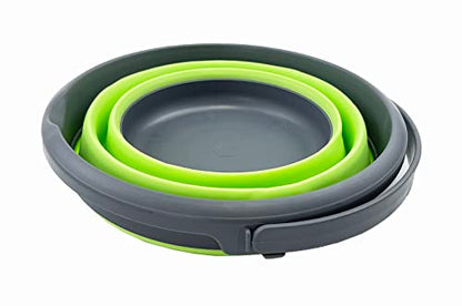 SAMMART 5.5L (1.4 Gallon) Collapsible Plastic Bucket - Foldable Round Tub - Portable Fishing Water Pail - Space Saving Outdoor Waterpot (Grey/Grass Green) - color: Grey/Grass Green