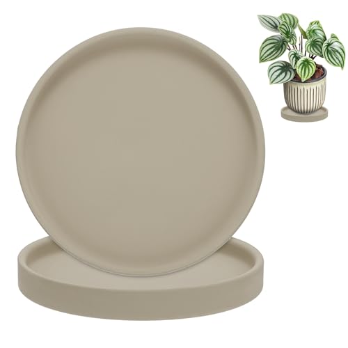 M METERXITY 2-Pack Plant Saucers, 5.7 Inch ID Anti-Rot Root Ceramic Flower Pot Plant Saucers for Indoor/Outdoor, Round Flowerpot Drip Tray [6.1 Inch OD, Dark Gray] - color: Dark Gray, size: 5.7 Inch
