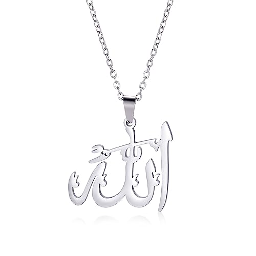 UNIFT Islamic Muslim Allah Layered Necklaces For Women Stainless Steel Charm Water Drop Heart Shape Allah Pendant Double Layer Necklace Islamic Jewelry - color: silver 3