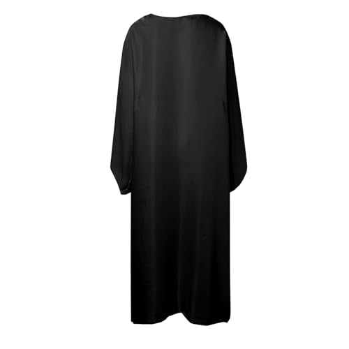Muslim Dress Women One-Piece Prayer Dress Long Robe Long Sleeve Maxi Kaftan Dresses Islamic Clothes Set - color: Black