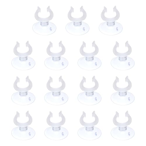 Aquarium Suction Cups, Fish Tank Suction Cups Clips Airline Tube Holders Clamps (Plastic, 15Pcs, Clear) for 0.7" Fish Tank Airline Tubing Binding Moss Shrimp Nest, 17x30MM - color: Clear, size: 17x30MM