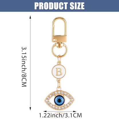 XGALBLA Small Evil Eye Keychains Initial Letter Key Chains for Women Men Car Key Bag Purse Charm- Good Luck Amulet Protection - color: Evil Eye 2-b