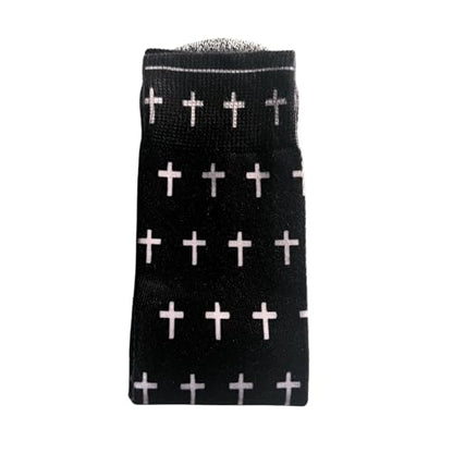 Men's – Christian Crew Socks for Men with Scripture | Moisture-Wicking | Easter Gift Idea - color: Black and White Crosses