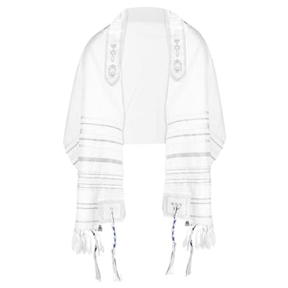 HalleluYAH Messianic Tallit Prayer Shawl 72"x 22" with Bag For Men & Women - color: Silver