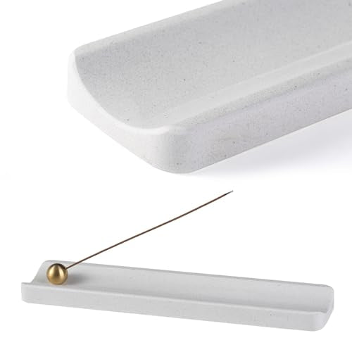 Koville Italian Quarella Engineered Marble Incense Holder, Incense Holders for Sticks, Sturdy Incense Burner Ideal for Meditation and Relaxing, Easy to Clean(Ariete Quarella) - color: White Engineered Marble-ariete