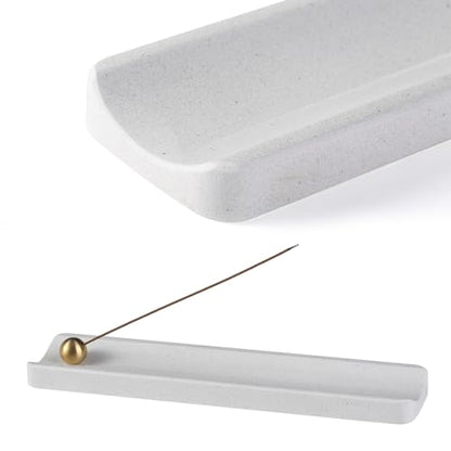 Koville Italian Quarella Engineered Marble Incense Holder, Incense Holders for Sticks, Sturdy Incense Burner Ideal for Meditation and Relaxing, Easy to Clean(Ariete Quarella) - color: White Engineered Marble-ariete