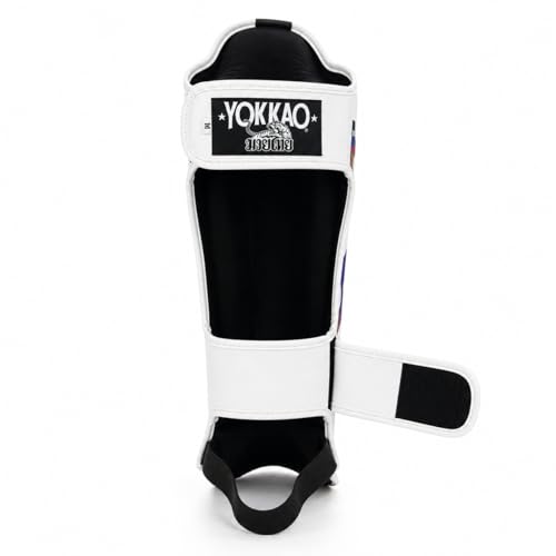 YOKKAO Microfiber Shin Guards - A-Grade Thai Microfiber | Multi-Layer Foam | Single-Shell Wrap | Produced at YOKKAO Factory, Thailand | S-L - color: White Flame, size: Large