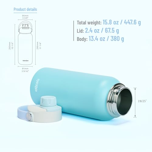 32 oz Insulated Water Bottle Sky Blue Stainless Steel Flask | Keep Cold 24 Hours Hot 12 Hours - Leakproof Twist Spout Lid & Flex Handle - No Straw Metal Water Bottle for Beach & Sport - color: Arctic Breeze