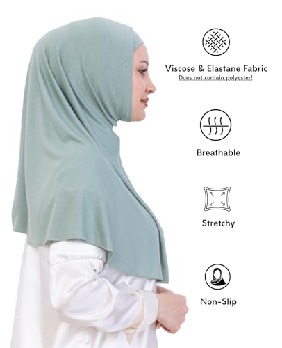 Prien Instant Hijab For Women, Muslim Long Scarf, Undercap Turban Set, Turkish Islamic Clothing, Prayer Clothes For Abaya - color: Light Green