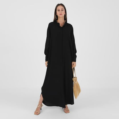 FYMNSI Abayas for Women Muslim Dress Modest Maxi Robe Abaya Kaftan Dresses Eid Prayer Clothes Arabian Islamic Dubai Outfit - color: Black