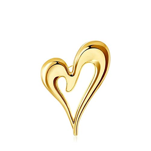 Brooch Pins Heart Gold Lapel Hijab Cute Brooches for Women Fashion Jewelry Clothing Decoration Accessories - color: Gold